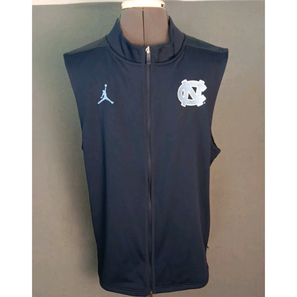 Jordan Jumpman Tar Heels UNC Sleeveless Full Zip Therma Fit Vest Blue MED Nike